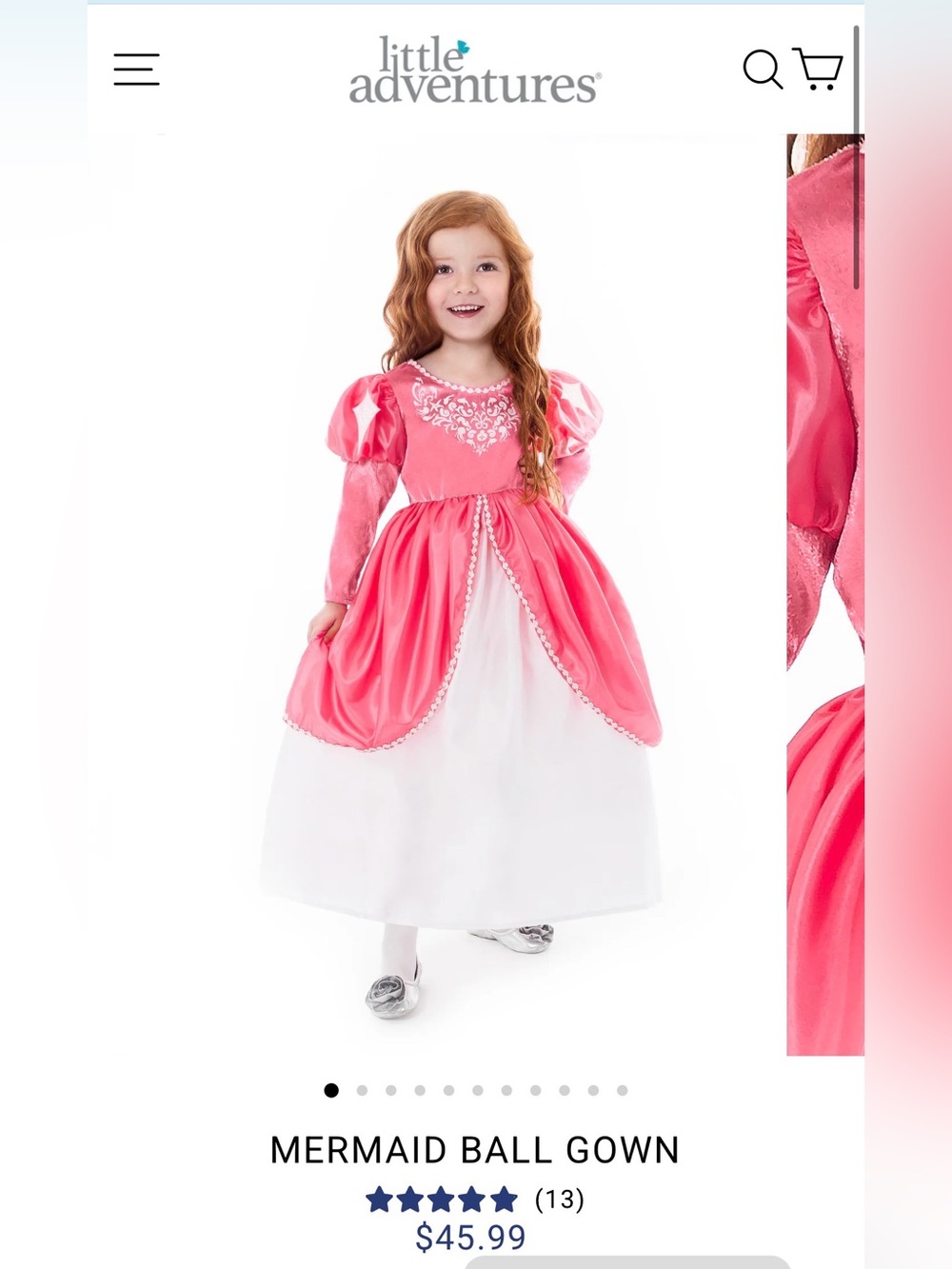 Little Adventures Ariel Mermaid Ball Gown size Large Ages 5-7